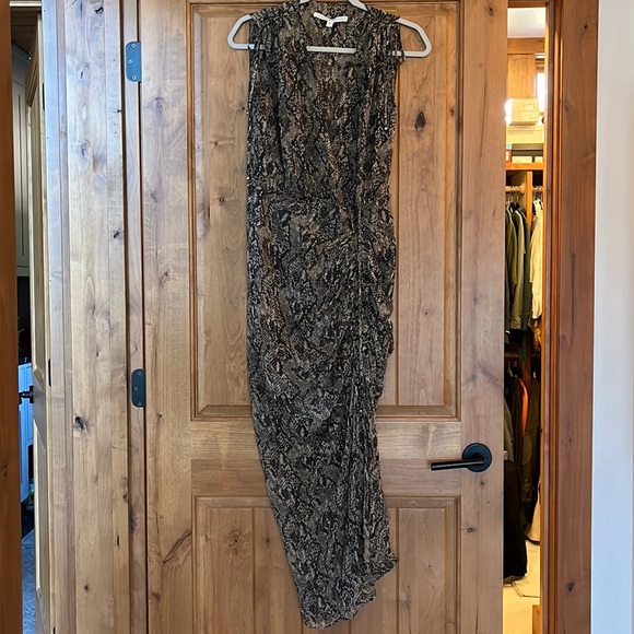 Veronica Beard Teagan Snake Print Ruched Silk Dress Size 2 - Picture 3 of 5